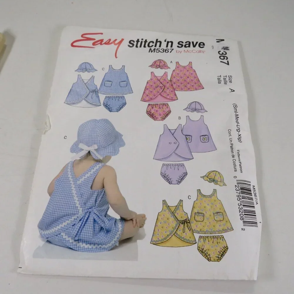 McCalls 5367 Easy Toddler Sm-XLG Sun hat, Dress, Panties
